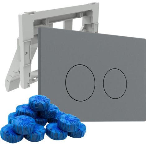 FugaFlow Eccelente Plaque de commande Press avec porte-blocs WC - pour réservoir encastré Geberit UP320 - double chasse - boutons ronds - plastique -