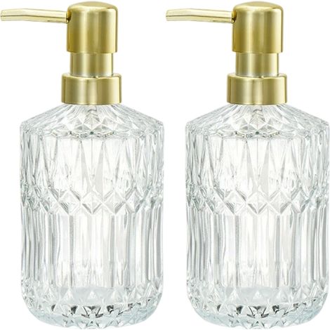 Set mit 2 durchsichtigen Glasspendern, 400 ml Fassungsvermögen, ABS-Pumpe, für Küchen-/Badezimmerlotion (1/5)