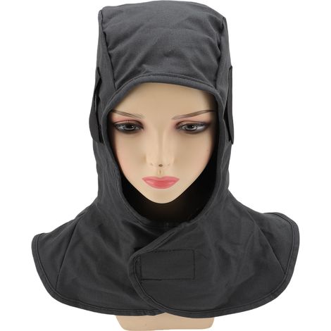 Cagoule soudage coton ignifuge – Couverture cou épaule protection tête complète homme femme gris, sécurité (1/5)