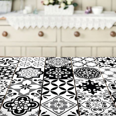 Stickers décoration Meuble - Sticker adhésif Cuisine Salon - 24 STICKERS CARREAUX DE CIMENT MEUBLE PEPITANO - 24stickers10x10cm (1/5)