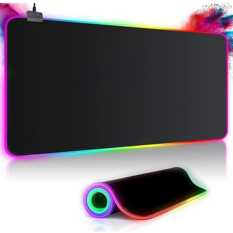 XXL RGB Gaming-Mauspad (800 x 300 mm), 14 LED-Beleuchtungseffekte, wasserdicht, rutschfest, verschleißfest für Gamer, Computer und PCs (1/5)