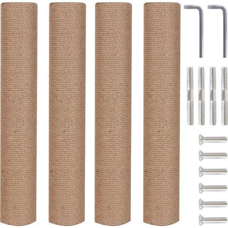 Lot de 4 Poteau, Corde de sisal naturel, Vis M8, Clé Allen, Remplacement tour à griffer intérieur (1/5)