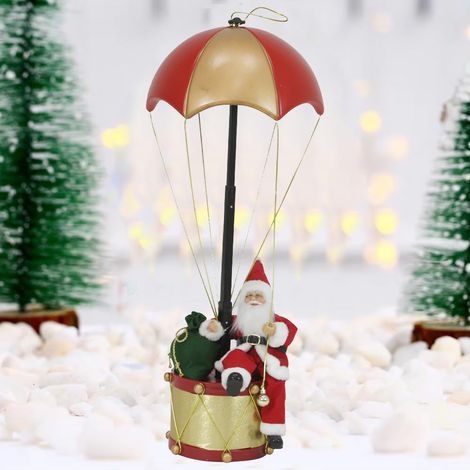 Babbo Natale con Paracadute Decorazione Addobbo Natalizio Rosso e Oro 60 cm (1/4)