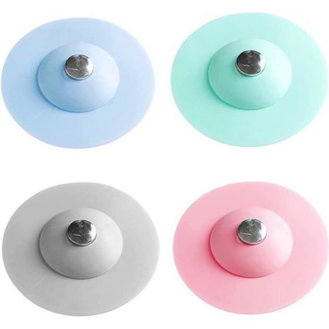 Bouchons de vidange universels - - Lot de 4 - Filtre d'évier - Collecte des cheveux - Silicone écologique (1/5)
