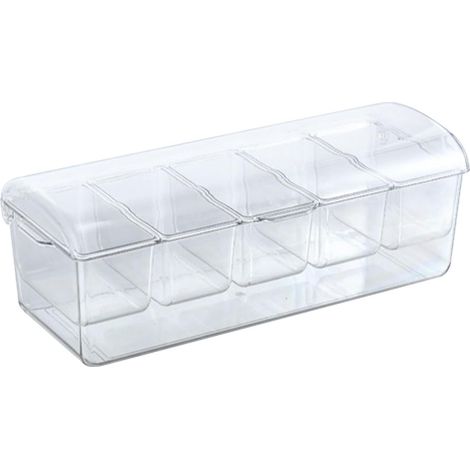 1 Plateau À Condiments,Couvercle,5 Compartiments,Transparent,Glaçons,Fêtes