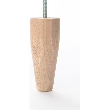 Pata de madera cónica con una altura de 120 mm y acabada en haya crudo. Dimensiones: 50x50x120 mm -