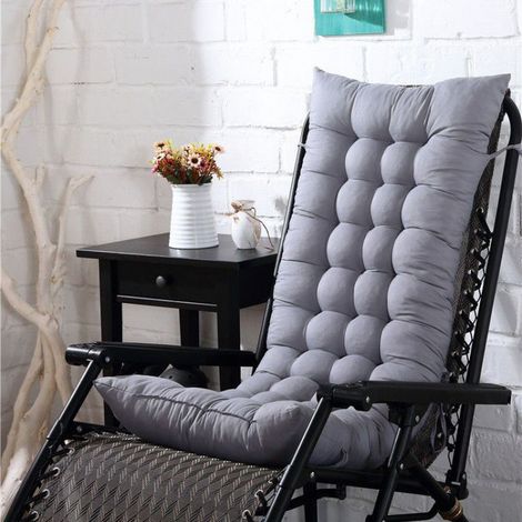 Coussin de Chaise Coussin Matelas pour Chaise Fauteuil Transat de Jardin Terrasse 110x40cm -GRIS (1/4)