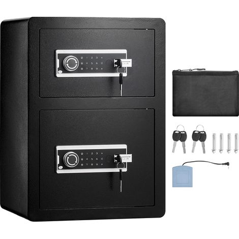 Mophorn Tresor mit Doppeltüren, 3,5 Kubikfuß, schwarz, mit Schlüsselschloss und Passwortschutz, LED-Licht, Schlüsselbrett, feuerfester Tasche, verstellbaren Trennwänden für Geld, Dokumente, Wertsachen