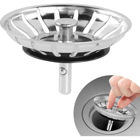 Bouchon Evier Cuisine Filtre Evier Cuisine Bouchon de Lavabo de Salle de Bain en Acier Inoxydable Filtre de Lavabo de Salle de Bain,Bouchon d'évier Universel (84mm)