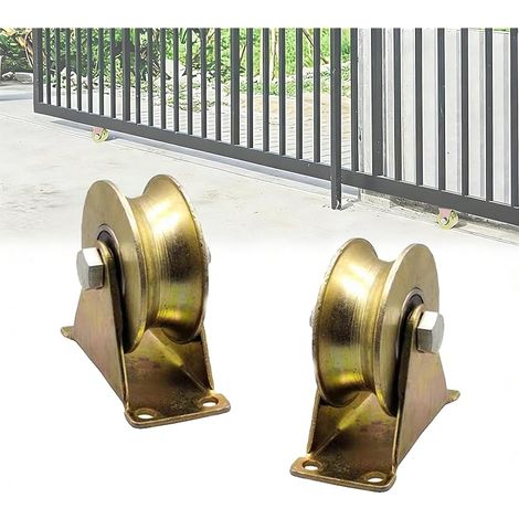 2 Pièces Roulettes Fortes Charges, Roue à Rainure en U, Roulettes Rigides Fortes Charges, Roues de Portail Coulissant, pour Voie Inversée, Machine Industrielle, Porte Roulante, 50mm (1/5)