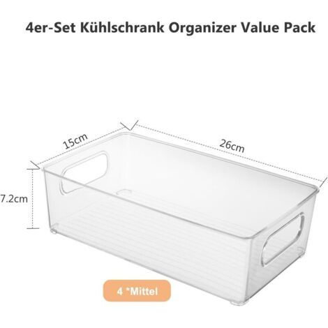 Organizador de cocina para nevera, juego de almacenamiento transparente, contenedor de almacenamiento para nevera, caja de almacenamiento para refrigerador, cocina, armarios y encimeras. (1/4)