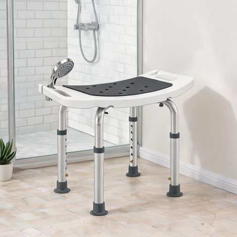 Tabouret de douche réglable en aluminium assise ergonomique gris (1/5)