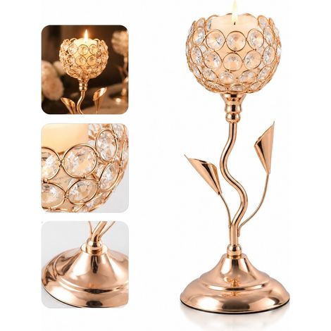 1 Piece Chandelier Metal Dore avec Porte-Bougie Verre 15 x 15 x 21 cm 0,78 kg pour Mariage Noel Centre de Table Romantique (1/5)