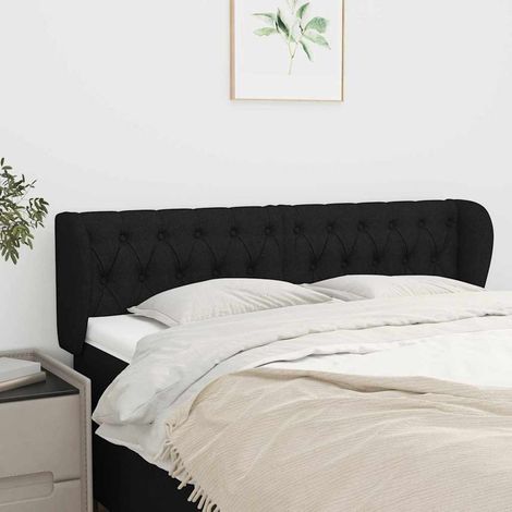 vidaXL Cabecero de tela negro 147x23x78/88 cm (1/5)