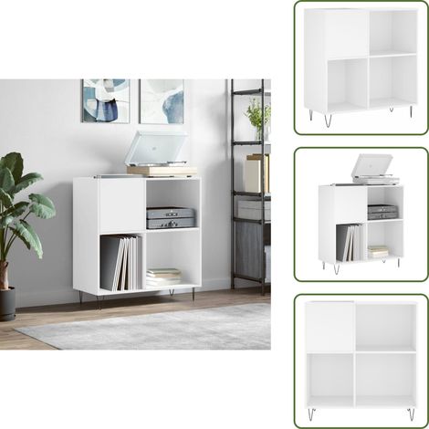 Armoire à disques blanc 84,5x38x89 cm bois d'ingénierie - Meuble À Disques - Armoire À Disques - Rangement Vinyle - Stockage Musique - Étagère Disque (1/5)