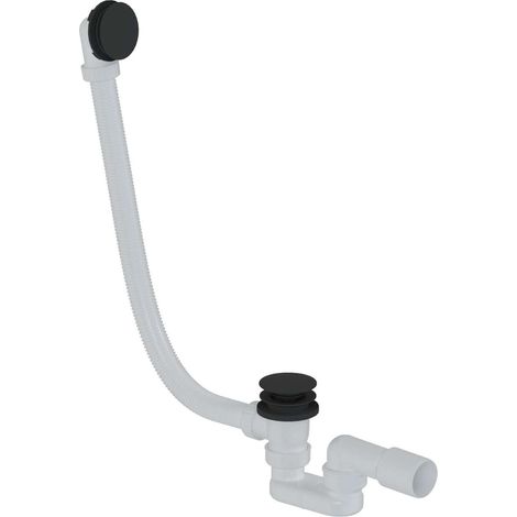 Kielle – Garniture de vidage Click-Clack pour baignoire – Longueur 1000 mm – Finition noir mat – Matériau plastique ABS – Siphon inclus – 116010114