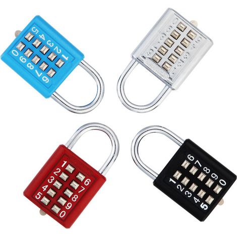 4 cadenas en acier inoxydable à combinaison à 10 chiffres, sans clé, pour terrains de sport et vestiaires