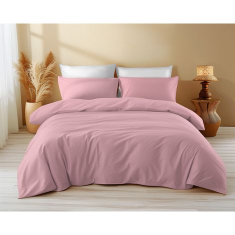 Copripiumino in Cotone Tinta Unita Rosa - Tempo di Dormire, 100% Puro Cotone, Morbido, Traspirante, Made in Italy Cm. 250x200