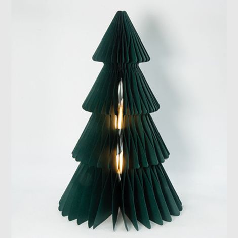 Árbol de Navidad en Papel Verde 42x80 cm con luz LED Cálida (1/3)