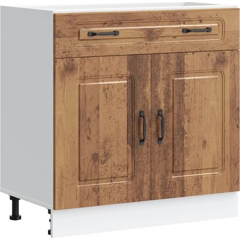 Mueble de cocina vintage optimizado con patas ajustables 80 x 46 x 81,5 cm madera de ingeniería acabado envejecido 020049928 (1/5)