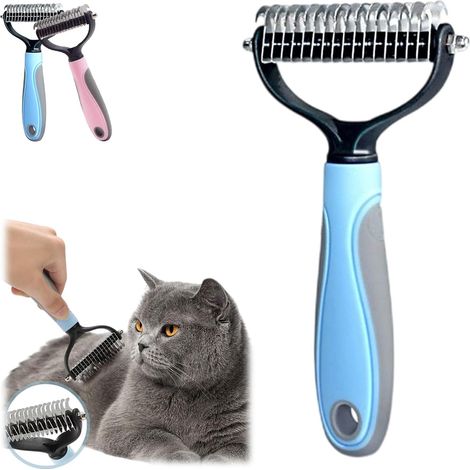 Peigne double face pour chiens et chats, peigne de toilettage, brosse pour enlever les poils morts et démêler les nœuds. (1/5)