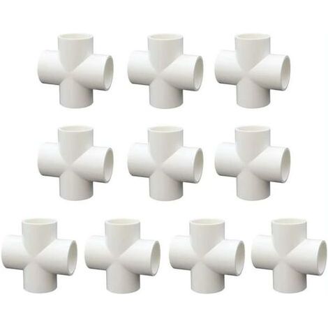 Raccord plat 4 voies pour tuyau d'alimentation en eau en PVC - 20mm, 10pcs (1/4)
