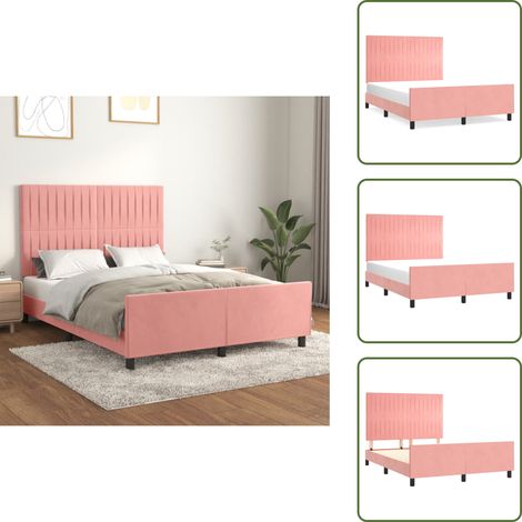 Letto con testiera rosa - vidaXL Giroletto con Testiera Rosa 140x190 cm in Velluto - Giroletto in velluto