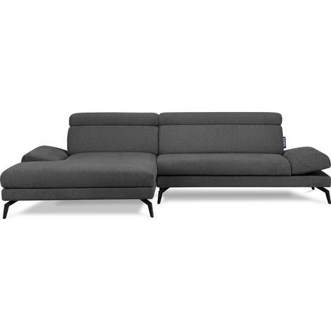 KONSIMO RENAR Ecksofa Modern, 4 Sitzer, bewegliche Kopfstütze, dunkelgrau (1/5)