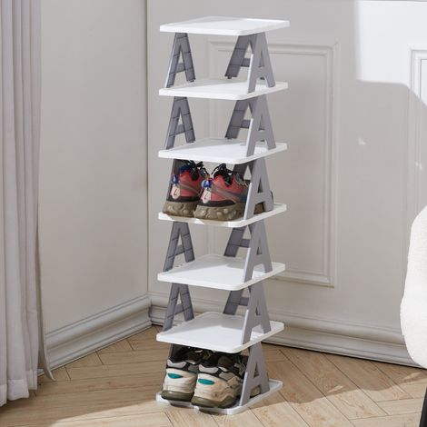Nordic Grey 7-Tier Corner Vertical Shoe Rack for Home Doorway 24cm W x 26cm D x 97.5cm H (1/5)