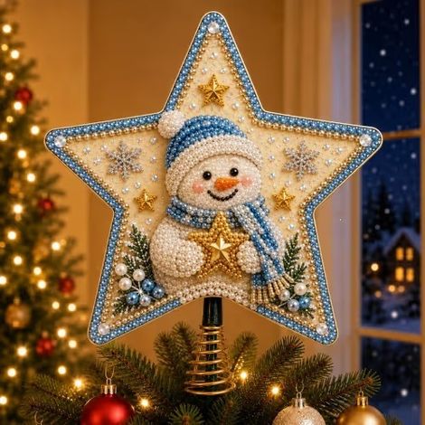 Neues Produkt: Sternförmige Weihnachtsbaumspitze aus Acryl, 10 x 10 x 0,2 cm – Schneemann