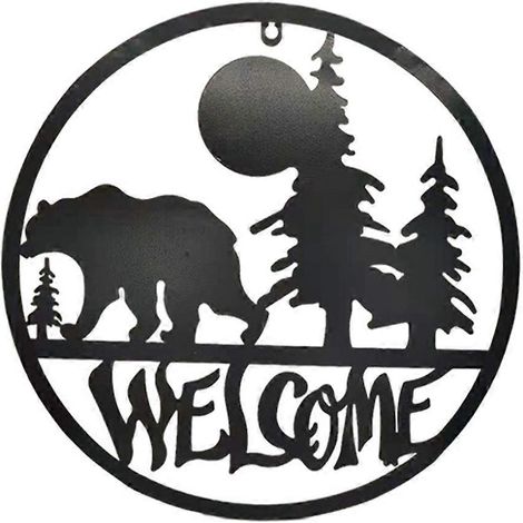 Metall-Wanddeko Bär Wald Baum Wandbehang Skulptur für rustikale Landhaus-Wohnzimmer, Schlafzimmer, Homeoffice-Dekorationen