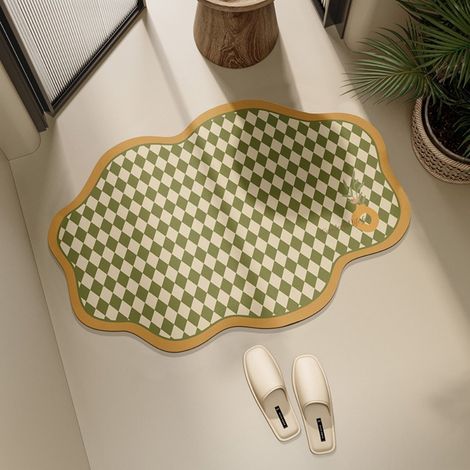 LAN Sperger Ginger Sweet 40x60cm Kieselgur-Absorptionsmatte mit unregelmäßigem Karomuster für Toiletten und Badezimmer, rutschfest, aus Kieselgur, für Badezimmereingänge (1/5)