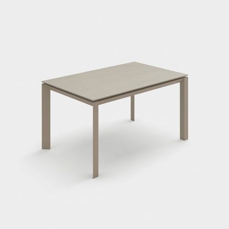 Tavolo allungabile ceramica gambe metallo per sala da pranzo Linear - Beige