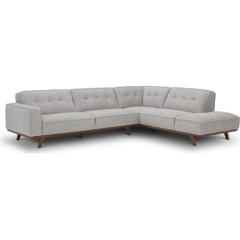 Divano angolare di design in tessuto grigio 5/6 posti angolo destro YORK