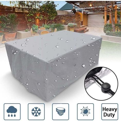 Housse Protection Mobilier Jardin - Polyester Impermeable Anti-UV Anti-Poussiere - Pour Chaise Table Rectangulaire - 180x150x80 cm (1/4)