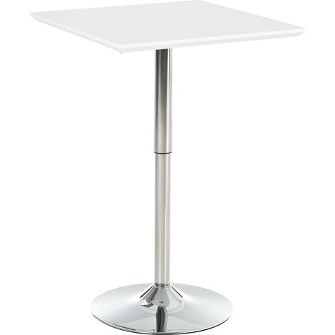 HOMCOM Bartisch Bistrotisch Pub Höhenverstellbarer Quadratischer Stehtisch Tisch Stahl Weiß 60 x 60 x 69-92 cm (1/5)