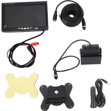 Rétroviseur caméra de recul 7 pouces, écran LCD étanche, vision nocturne infrarouge, enregistreur 4 broches pour bus, camion, camping-car, caravane, remorque (1/5)