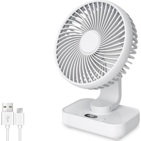 USB-Ventilator mit automatischer Oszillationsfunktion, 4 Geschwindigkeitsstufen, Digitalanzeige, geeignet für Zuhause, Büro, Schlafzimmer und Außenbereiche. (1/4)