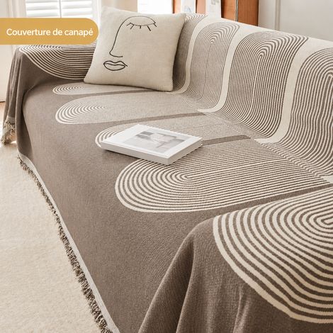 Housse de Canapé en Chenille – Motif Cernes Annuels – Marron 180230cm Plaid Couvre-Canapé Protection Chat 45 × 42 × 3 cm 1,446 kg – Livraison gratuite