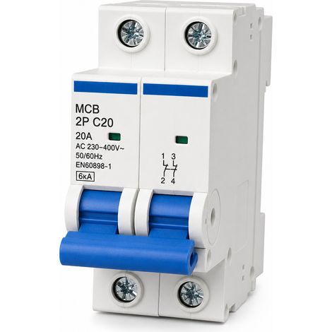 Disjoncteur miniature 2P 20A courbe C 6kA 230-400V (1/5)