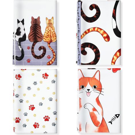 Torchons Cuisine Animal, Lot de 4 Super Absorbant 70x48cm (1/5)