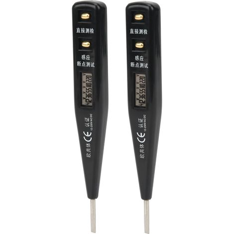 Testeur de tension électrique compact à affichage numérique, stylo détecteur de voltage multifonction, lot de 2, sensibilité réglable (1/5)