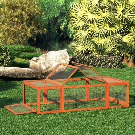 Recinto per conigli in legno arancione con tetto apribile, 180 x 90 x 48 cm HAVRYA (1/5)