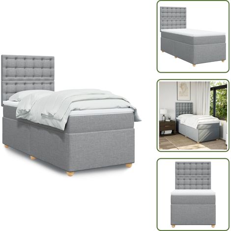 Boxspringbett mit Matratze Hellgrau 90x190 cm Stoff - Boxspringbett - Doppelbett - Bettsofa - Schlafsystem - Polsterbett (1/5)