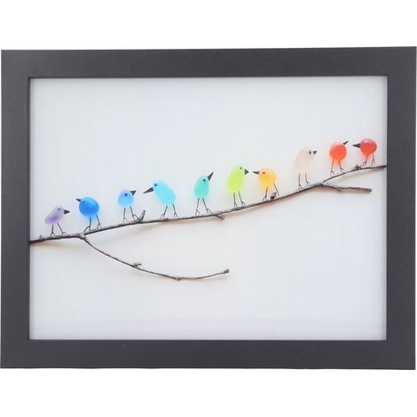 Cadre Photo Noir Décoratif Rustique Multifonction Verre de Mer Oiseaux pour Salon Chambre (1/5)