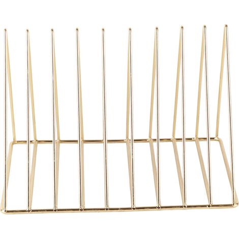 Étagère de bureau triangulaire en métal doré, support créatif en fer pour livres et magazines (1/4)