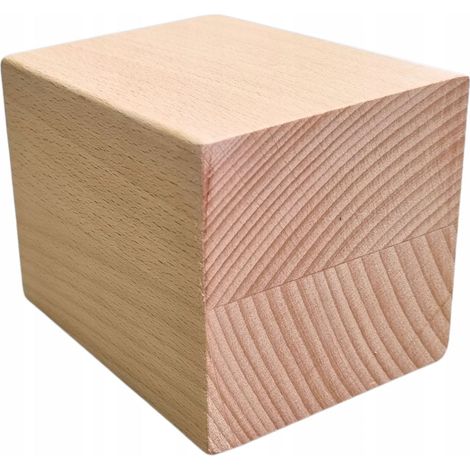Pied de meuble - 8 x 8 x 10 cm - Hêtre - Surface sablée avec bords arrondis - Prêt à peindre