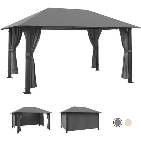 Devoke – Tonnelle de jardin 3x4 m – Bâche imperméable anti-déchirure 180g/m² – Cadre en aluminium métallique – 4 panneaux latéraux – Protection UV 50+ – Imperméable et résistant aux intempéries – Inst (1/5)
