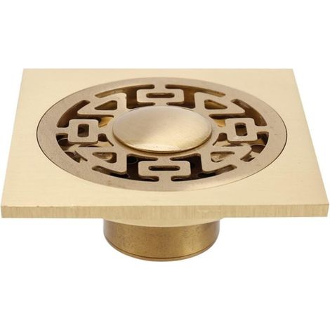 Quadratischer Bodenablauf, 4 Zoll (10 cm) quadratischer Kupfer-Bodenablauf für Waschmaschine, Badewanne und Dusche