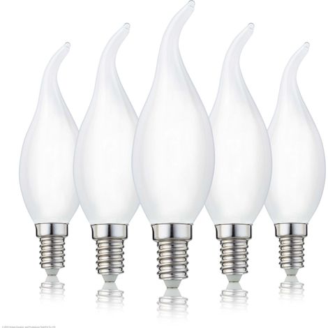 Ampoule LED E14 en forme de bougie E14 Blanc chaud 250 lm 2,5 W Équivalent à 25 W 2700 K Blanc chaud mat 5 pièces (1/5)